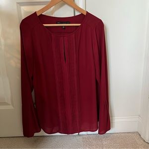 White House Black Market Burgundy Top With Bell Sleeves